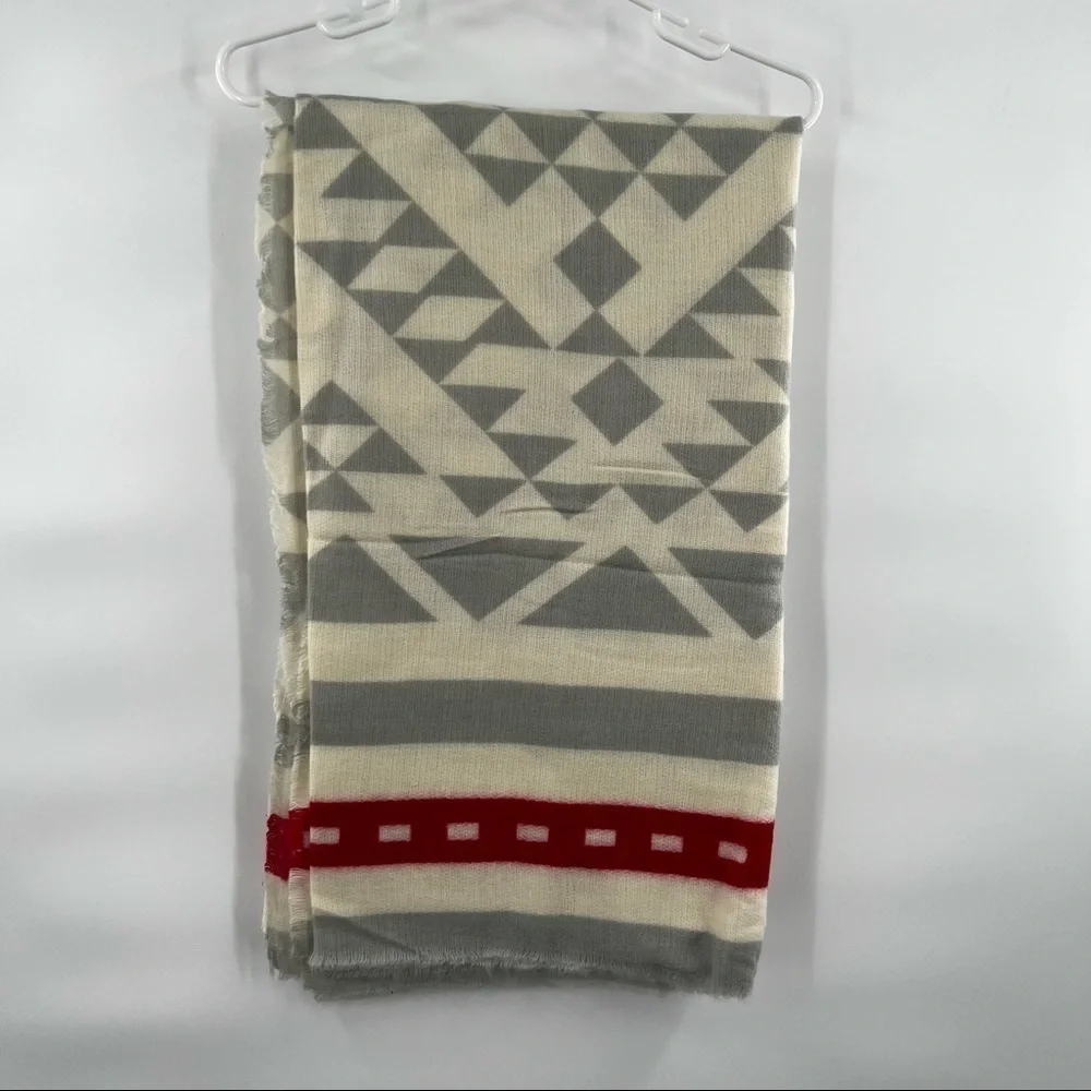 Le Luxe striped scarf acrylic cream black red